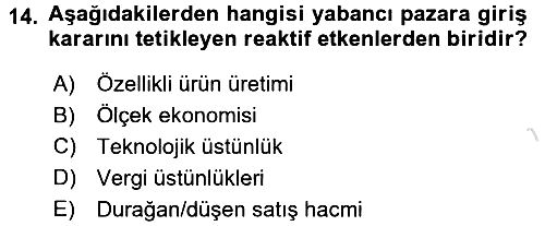 Uluslararası İşletmecilik 2016-2017 Ara Sınav - 14. soru