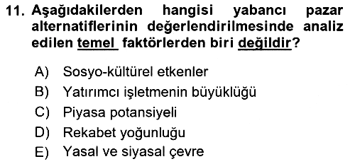 Uluslararası İşletmecilik 2019-2020 Ara Sınav - 11. soru
