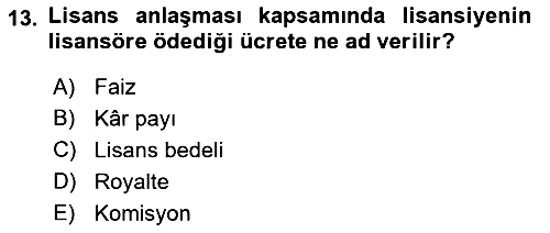 Uluslararası İşletmecilik 2021-2022 Ara Sınav - 13. soru