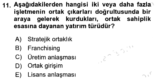 Uluslararası İşletmecilik 2023-2024 Ara Sınav - 11. soru