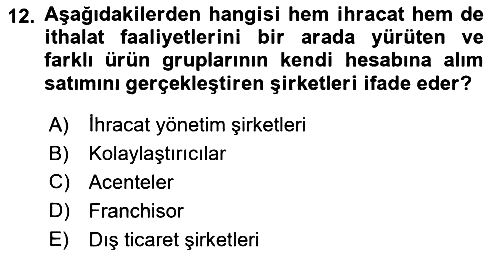 Uluslararası İşletmecilik 2024-2025 Ara Sınav - 12. soru