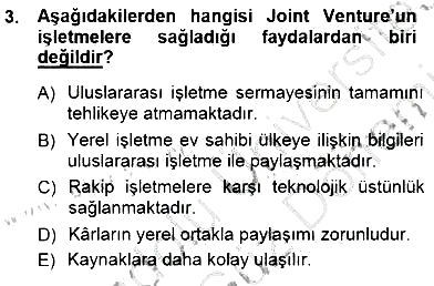 Uluslararası İşletmecilik 2012-2013 Dönem Sonu Sınavı - 3. soru