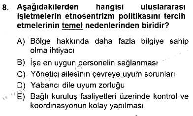 Uluslararası İşletmecilik 2012-2013 Dönem Sonu Sınavı - 8. soru
