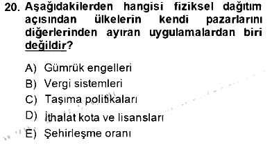 Uluslararası İşletmecilik 2014-2015 Dönem Sonu Sınavı - 20. soru