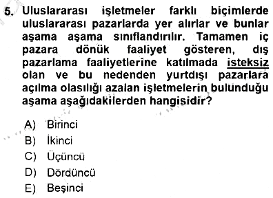 Uluslararası İşletmecilik 2015-2016 Dönem Sonu Sınavı - 5. soru