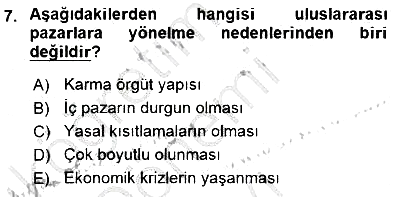 Uluslararası İşletmecilik 2015-2016 Dönem Sonu Sınavı - 7. soru