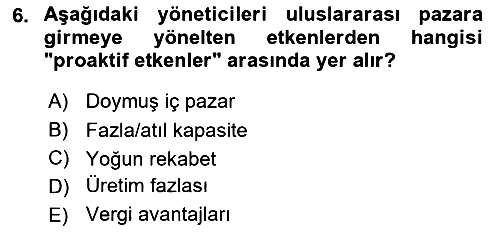 Uluslararası İşletmecilik 2021-2022 Dönem Sonu Sınavı - 6. soru