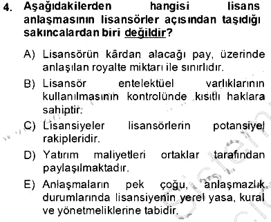 Uluslararası İşletmecilik 2013-2014 Tek Ders Sınavı - 4. soru