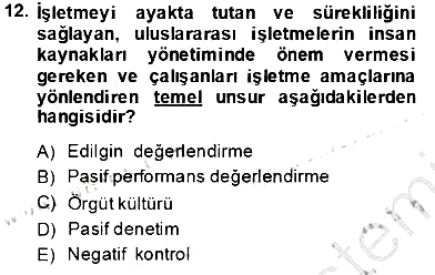 Uluslararası İşletmecilik 2013-2014 Tek Ders Sınavı - 12. soru