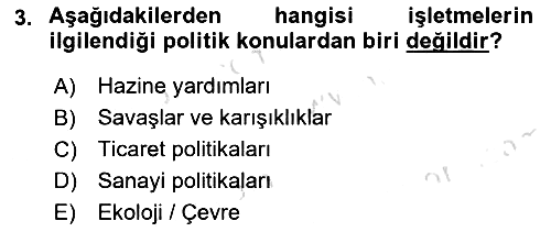 Uluslararası İşletmecilik 2021-2022 Yaz Okulu Sınavı - 3. soru