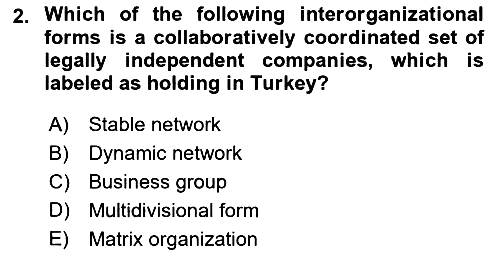 Organization Theory and Design 2021-2022 Ara Sınav - 2. soru