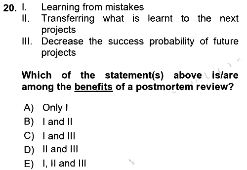 Project Management 2022-2023 Yaz Okulu Sınavı - 20. soru