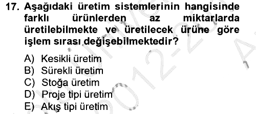 İş Planı 2012-2013 Ara Sınav - 17. soru