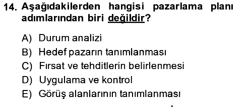 İş Planı 2014-2015 Ara Sınav - 14. soru