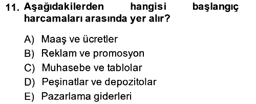 İş Planı 2013-2014 Dönem Sonu Sınavı - 11. soru