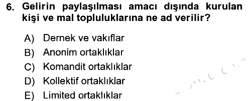 İş Planı 2016-2017 Dönem Sonu Sınavı - 6. soru