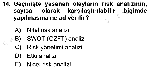 İş Planı 2016-2017 Dönem Sonu Sınavı - 14. soru