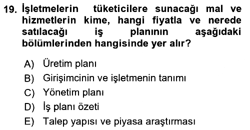 İş Planı 2023-2024 Dönem Sonu Sınavı - 19. soru