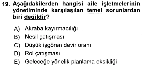Küçük İşletme Yönetimi 2016-2017 3 Ders Sınavı - 19. soru