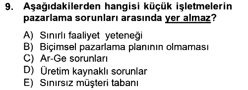Küçük İşletme Yönetimi 2012-2013 Ara Sınav - 9. soru