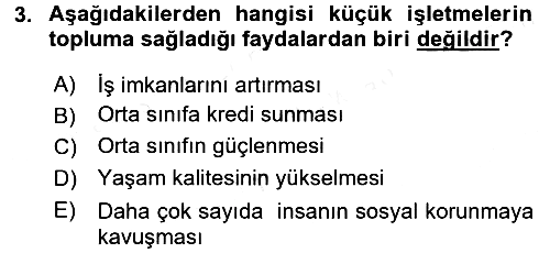 Küçük İşletme Yönetimi 2015-2016 Ara Sınav - 3. soru
