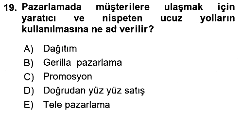 Küçük İşletme Yönetimi 2021-2022 Ara Sınav - 19. soru