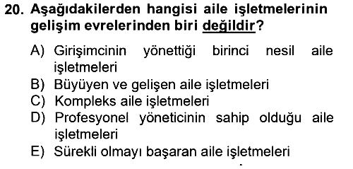 Küçük İşletme Yönetimi 2012-2013 Dönem Sonu Sınavı - 20. soru