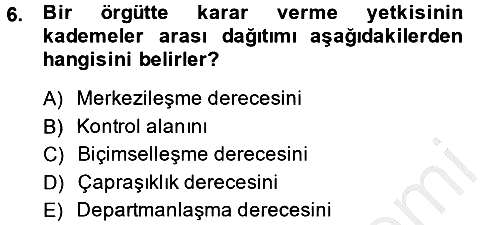 Küçük İşletme Yönetimi 2014-2015 Dönem Sonu Sınavı - 6. soru