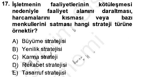 Küçük İşletme Yönetimi 2014-2015 Dönem Sonu Sınavı - 17. soru