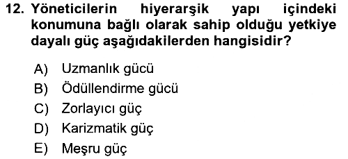 Küçük İşletme Yönetimi 2015-2016 Dönem Sonu Sınavı - 12. soru