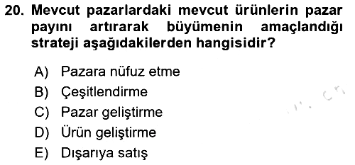 Küçük İşletme Yönetimi 2023-2024 Dönem Sonu Sınavı - 20. soru