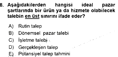 Pazarlama İlkeleri 2015-2016 Ara Sınav - 8. soru
