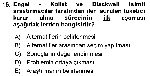 Pazarlama İlkeleri 2016-2017 Ara Sınav - 15. soru
