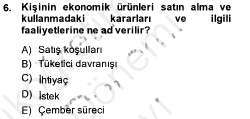 Pazarlama İlkeleri 2013-2014 Dönem Sonu Sınavı - 6. soru