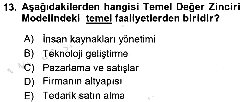 Pazarlama İlkeleri 2019-2020 Dönem Sonu Sınavı - 13. soru