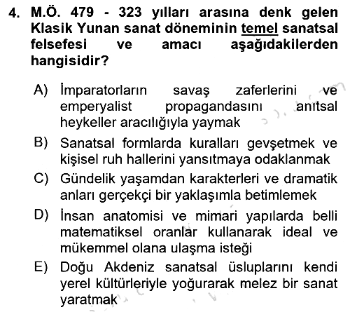 Akdeniz Uygarlıkları Sanatı 2025-2026 Ara Sınav - 4. soru