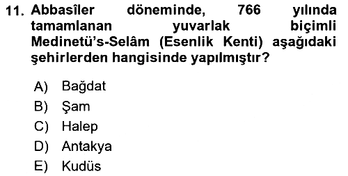 Akdeniz Uygarlıkları Sanatı 2021-2022 Yaz Okulu Sınavı - 11. soru