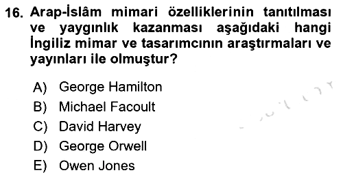 Akdeniz Uygarlıkları Sanatı 2021-2022 Yaz Okulu Sınavı - 16. soru