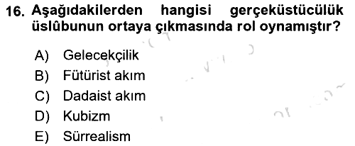Akdeniz Uygarlıkları Sanatı 2022-2023 Yaz Okulu Sınavı - 16. soru