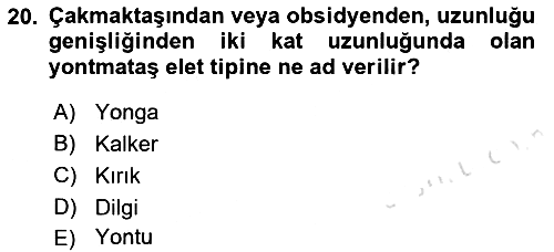 Anadolu Arkeolojisi 2018-2019 3 Ders Sınavı - 20. soru