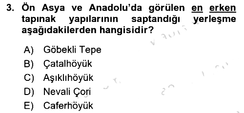 Anadolu Arkeolojisi 2016-2017 Ara Sınav - 3. soru