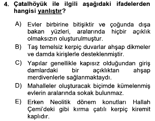 Anadolu Arkeolojisi 2016-2017 Ara Sınav - 4. soru