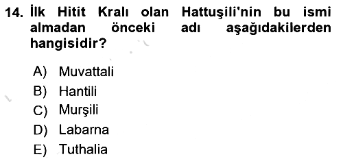 Anadolu Arkeolojisi 2023-2024 Ara Sınav - 14. soru