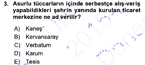 Anadolu Arkeolojisi 2015-2016 Dönem Sonu Sınavı - 3. soru