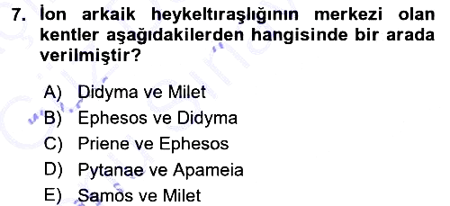 Anadolu Arkeolojisi 2015-2016 Dönem Sonu Sınavı - 7. soru