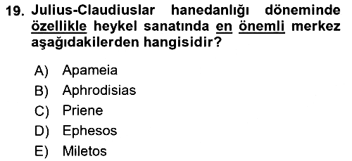 Anadolu Arkeolojisi 2017-2018 Dönem Sonu Sınavı - 19. soru