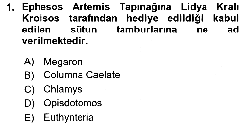 Anadolu Arkeolojisi 2025-2026 Dönem Sonu Sınavı - 1. soru