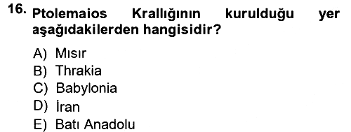 Anadolu Arkeolojisi 2014-2015 Tek Ders Sınavı - 16. soru