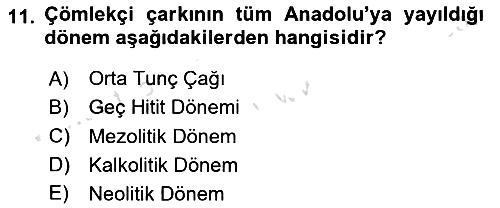 Anadolu Arkeolojisi 2020-2021 Yaz Okulu Sınavı - 11. soru