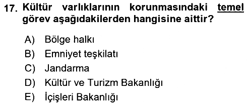 Arkeolojik Alan Yönetimi 2023-2024 Ara Sınav - 17. soru